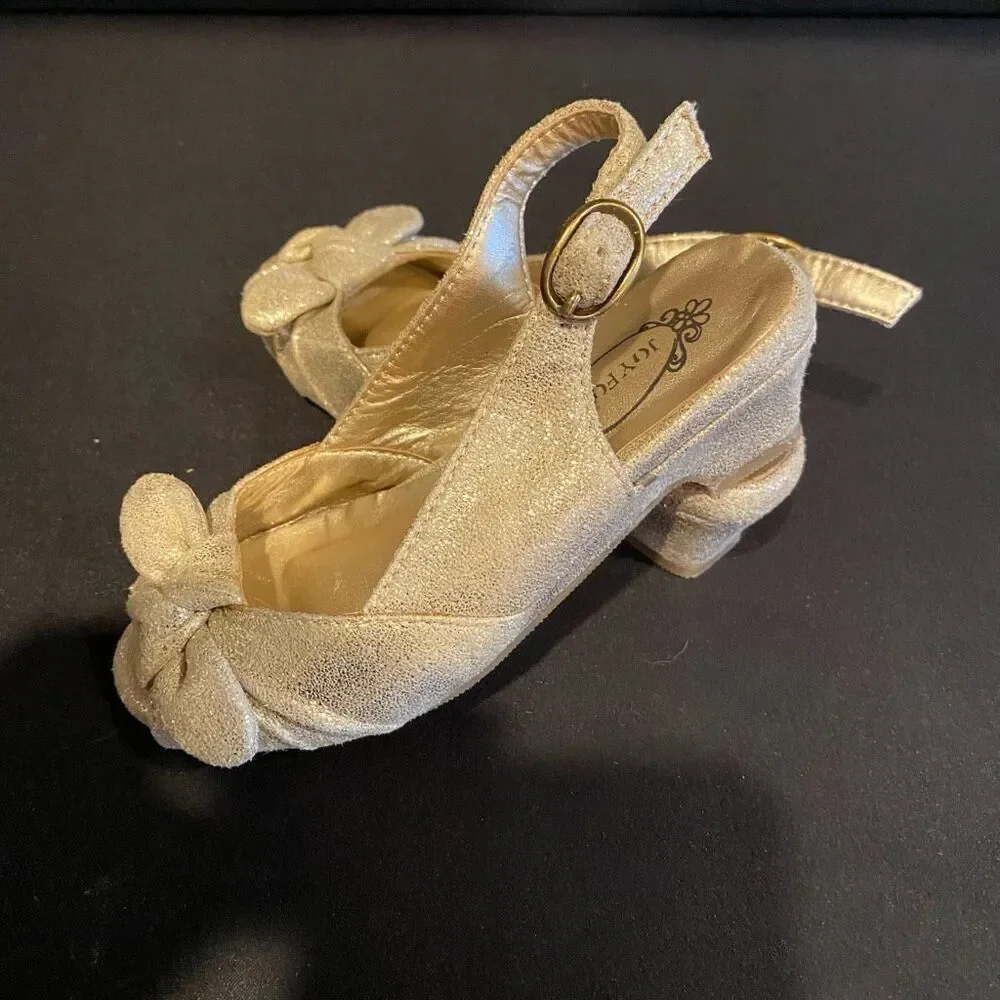Joyfolie Toddler’s Gold Sparkle Sling Back High Heel Dress Shoes Size 9